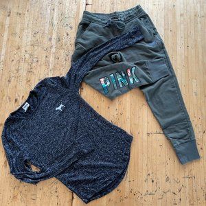 Victoria Secret's PINK XS Long Sleeve Lounge Wear Top & S Jogger Pants